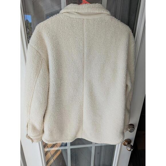 Aeropostale Sherpa Fleece Cream Women's Oversized XS Full Button Cream Jacket - Picture 3 of 7